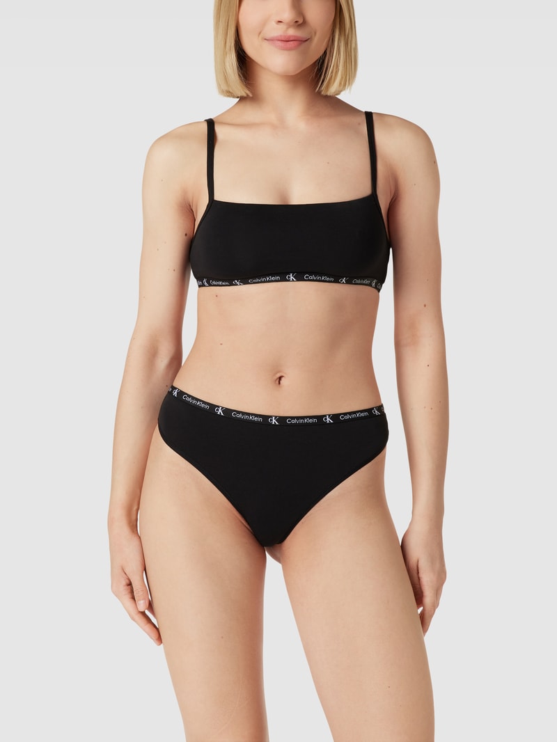 Bralette mit Spaghettiträgern Modell 'UNLINED' im 2er-Pack in schwarz