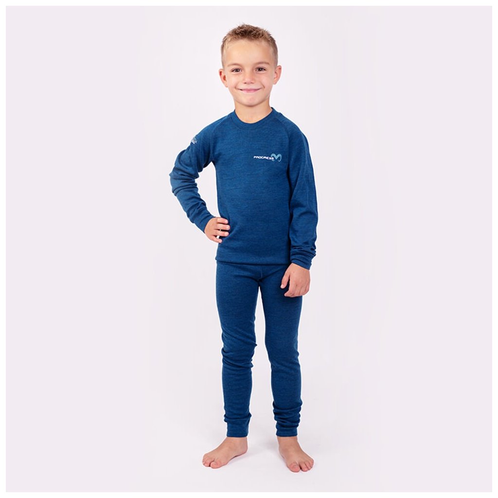 Progress MB SDND Petrolblau/Blau Funktionsunterwäsche für Kinder