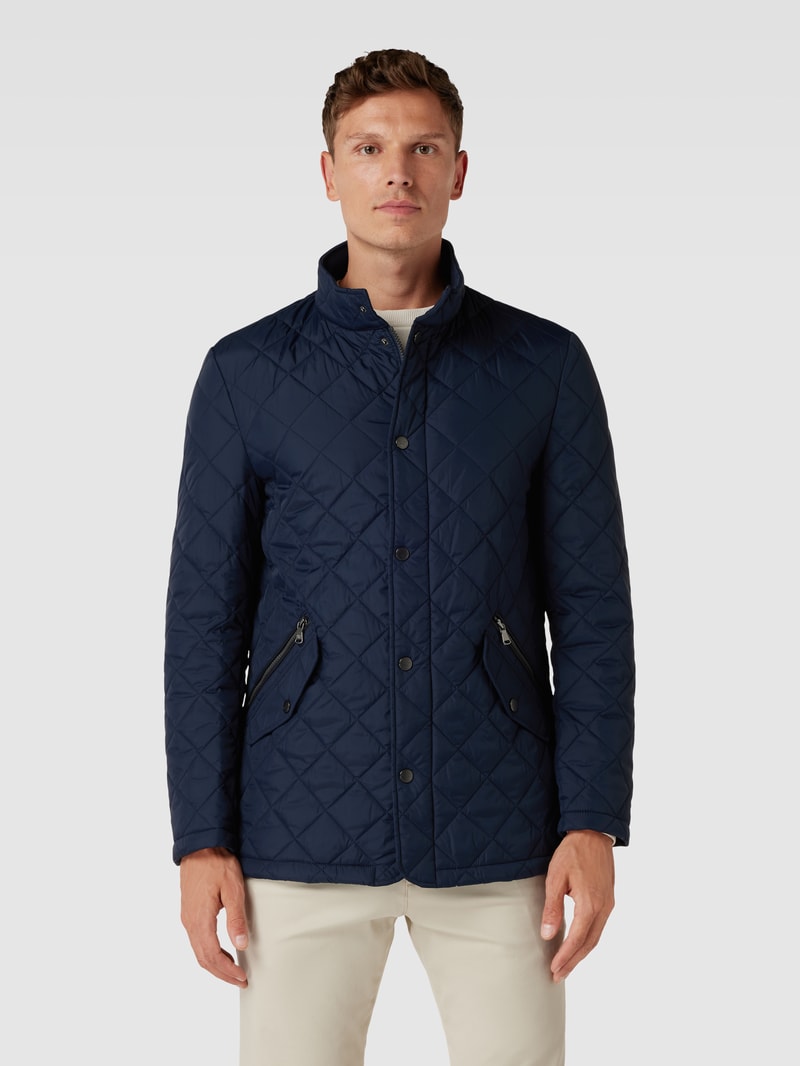 Steppjacke mit Stehkragen in marineblau