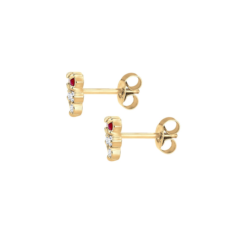 Elli Elli Boucles d'Oreilles Ohrstecker Zirkonia Synthetischer Rubin 925 Silber Boucles d'oreilles
