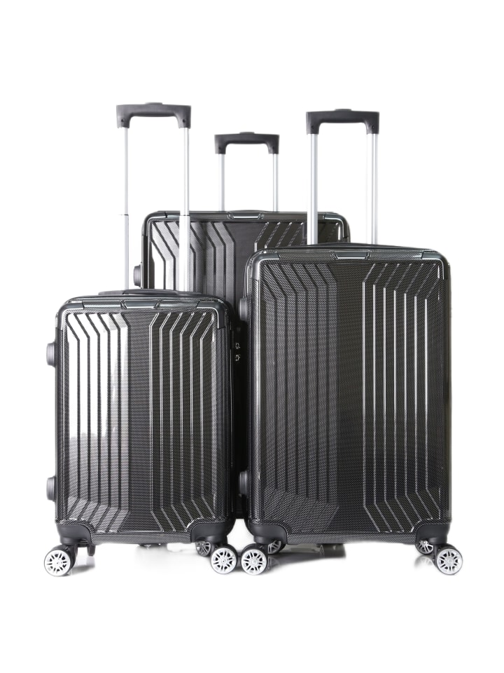 Cheffinger Koffer 3 tlg Trolley Set Kofferset Gepäck Polycarbonat in Schwarz günstig kaufen onesize