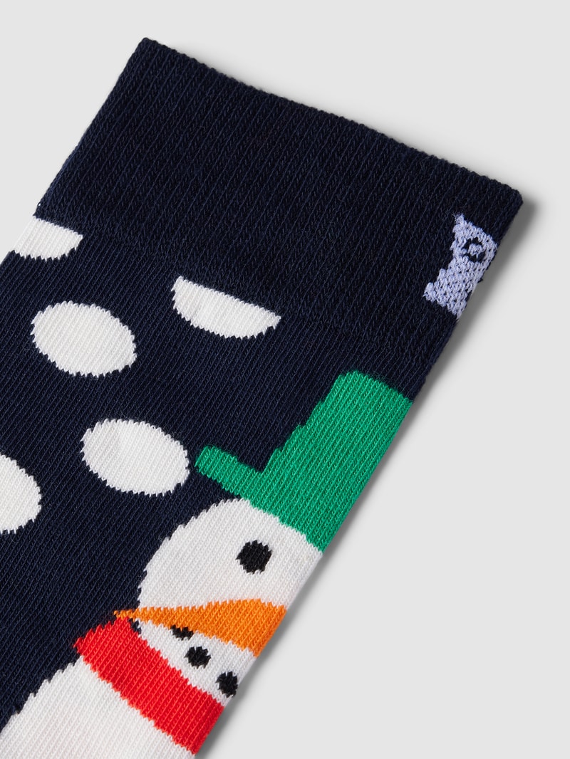 Socken mit Allover-Muster Modell 'Jumbo Snowman' in marineblau