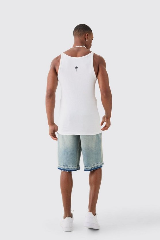 Geripptes Slim-Fit Tanktop mit geradem Ausschnitt