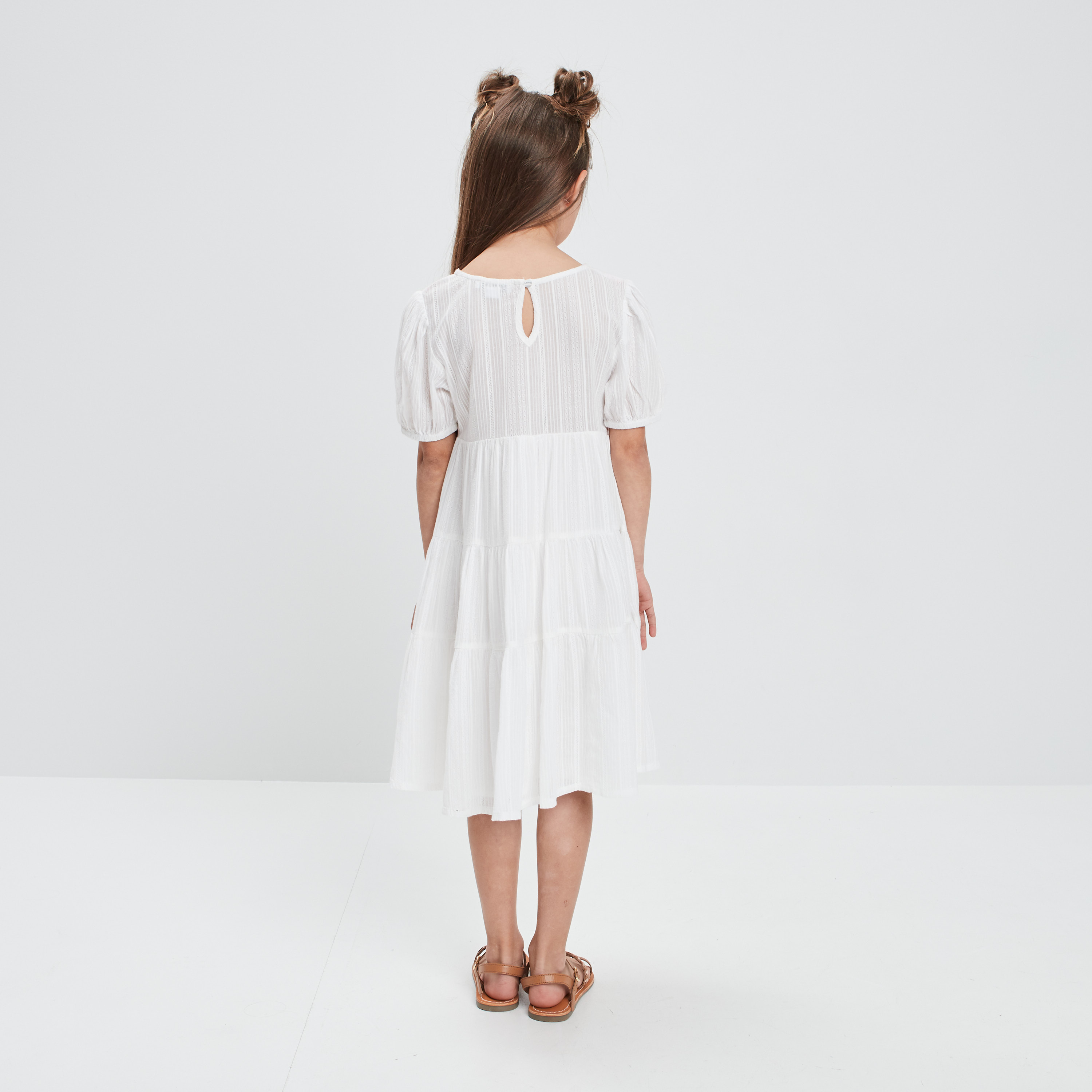 Robe évasée smockée ivoire fille | La Halle