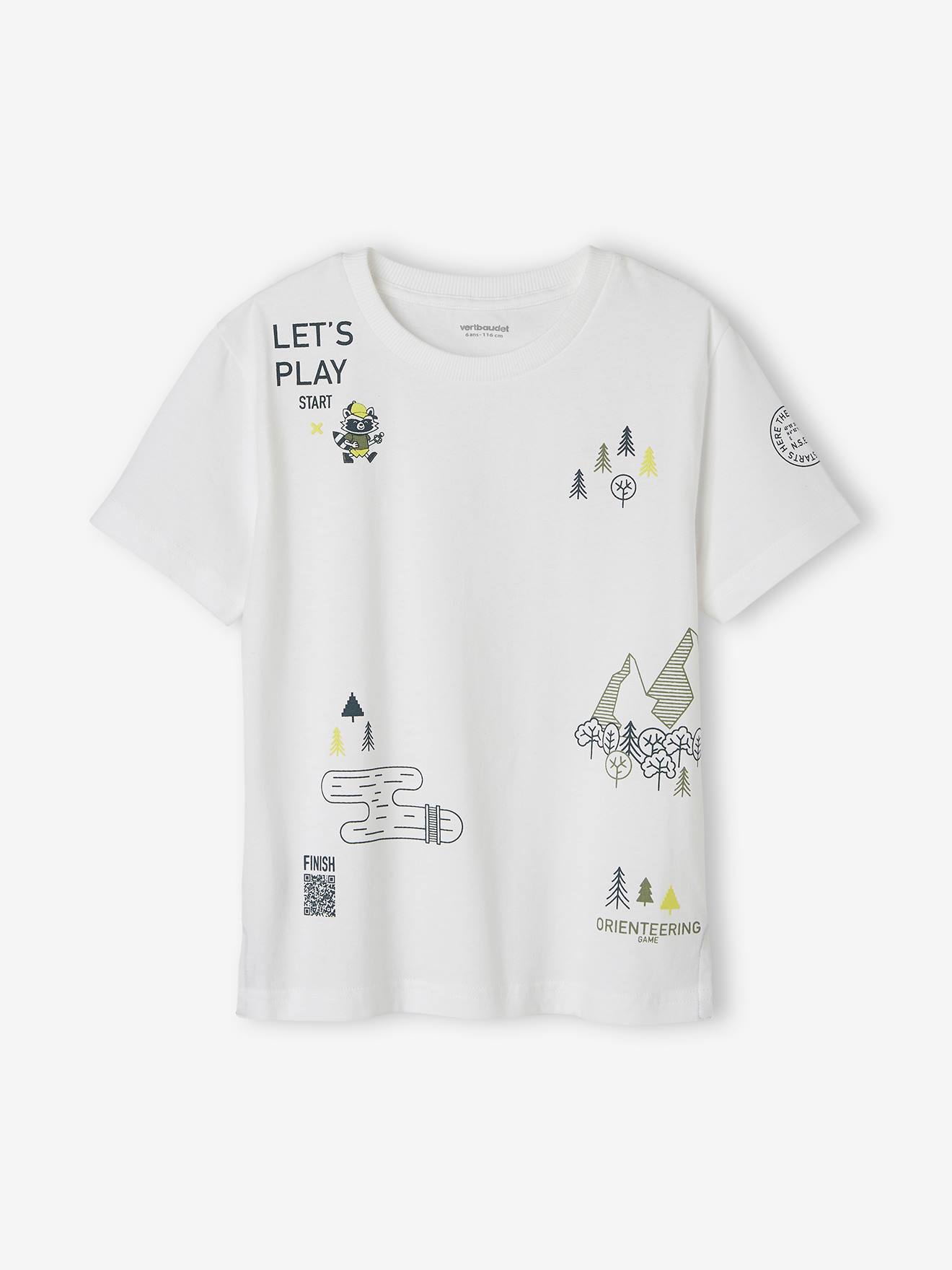 T-shirt ludique interactif géocaching garçon blanc