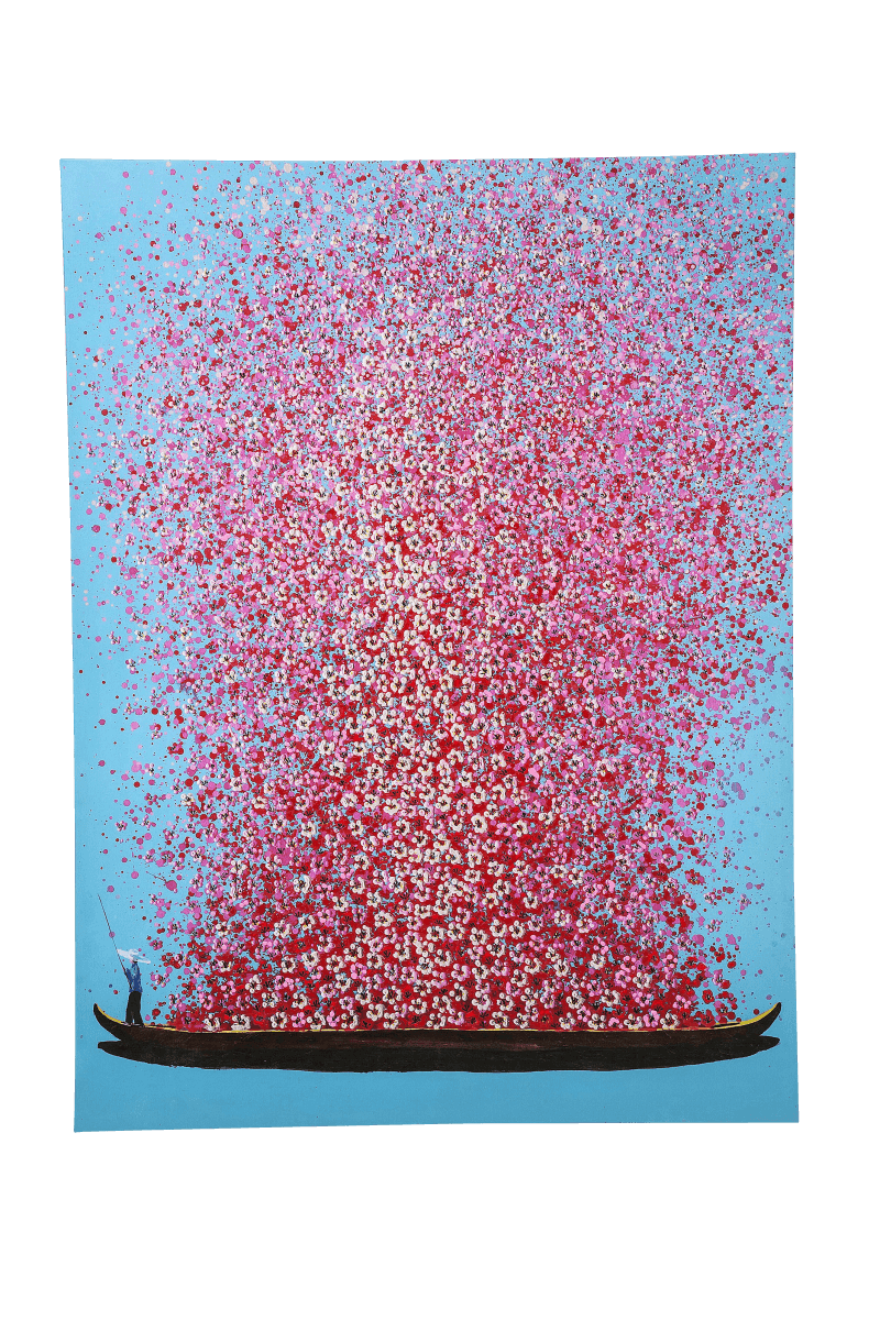 KARE Bild Touched Flower Boat Blau Pink 160x120cm