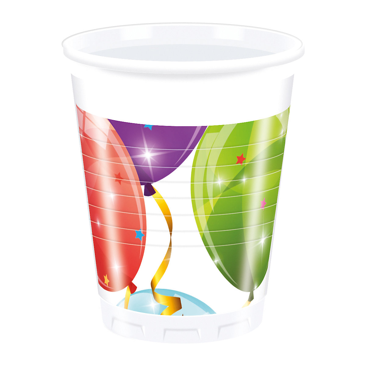 Partybecher/Trinkbecher Sparkling Balloons, 200 ml, Kunststoff, 8 Stück