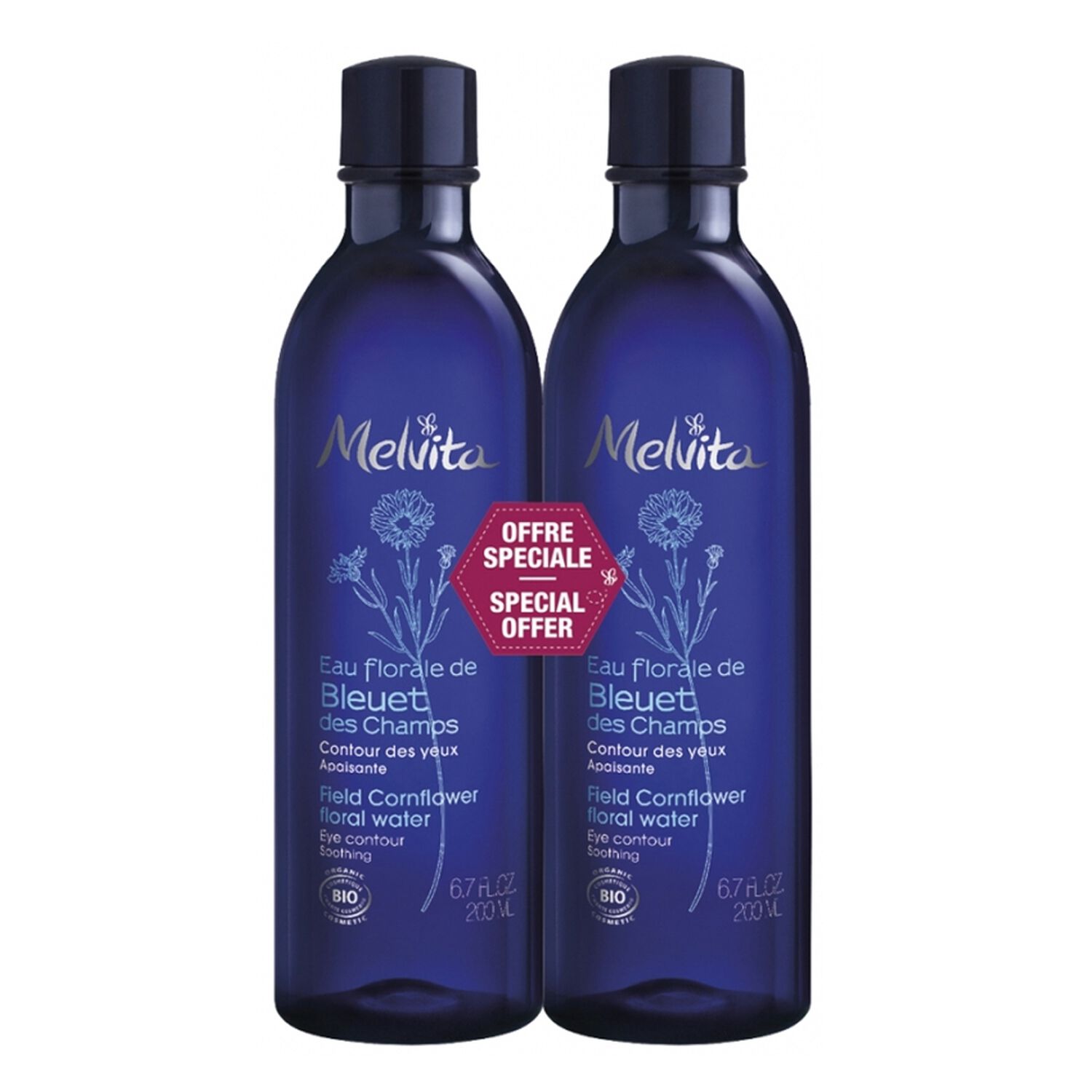 Melvita Eau Florale de Bleuet Hydratante & Raffraîchissante 2x200 ml