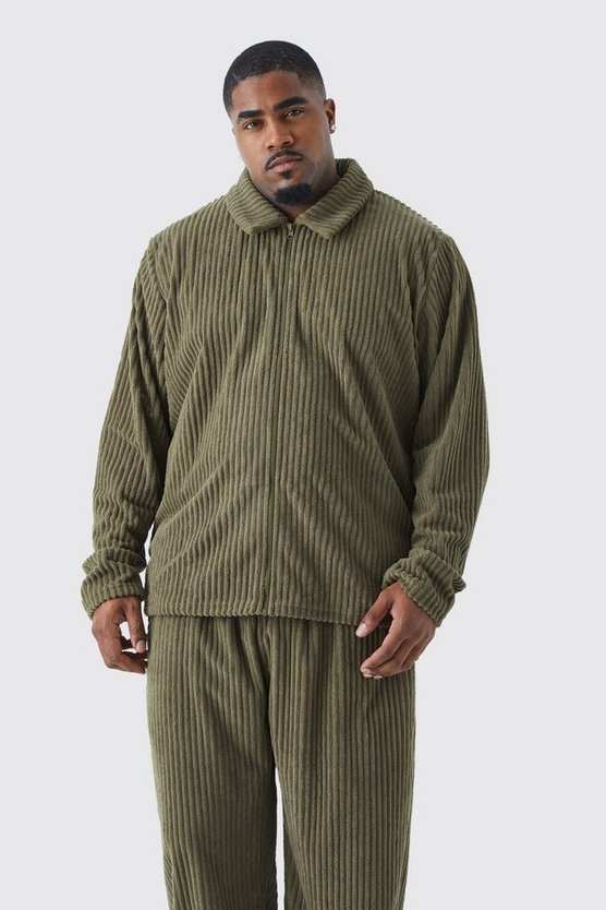 Plus gerippte Harrington-Jacke & Hose