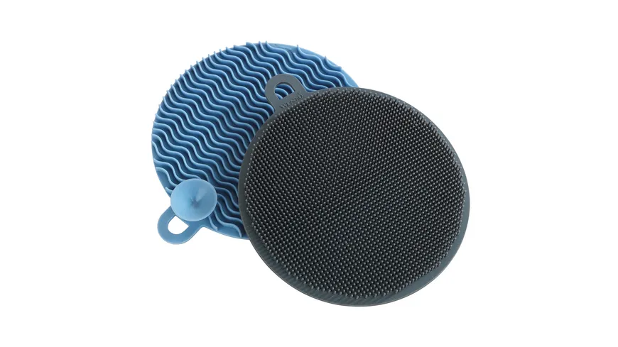 WENKO Silikon-Schwämme Rund Soft 2er Pack Grau