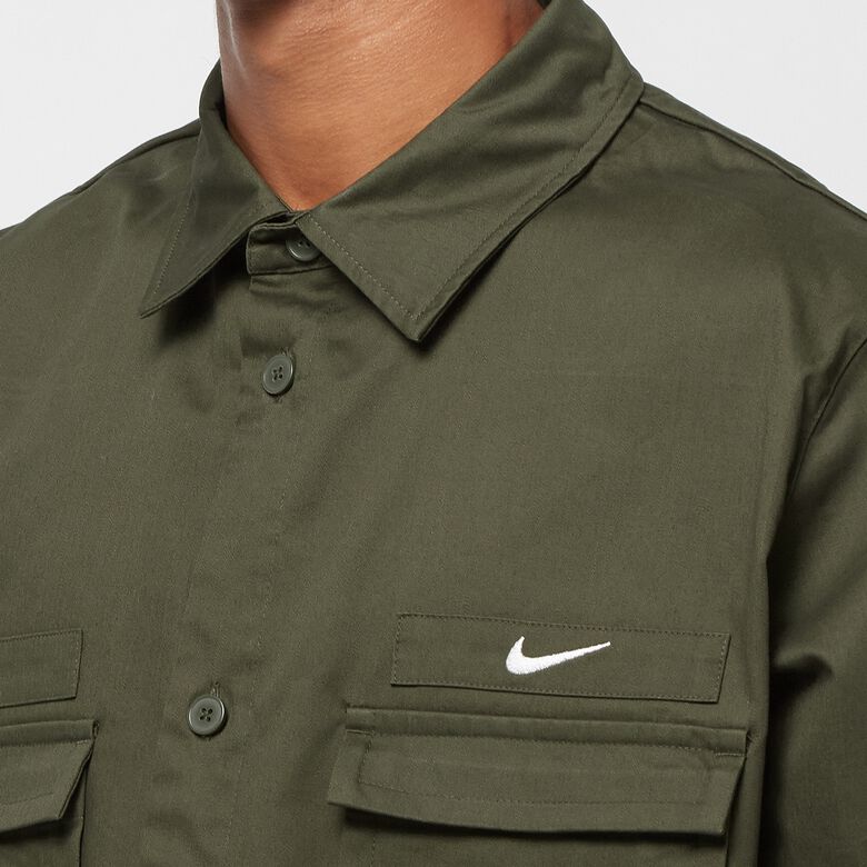 NIKE Life Woven Military Short Sleeve Botton Down Shirt cargo khaki/white