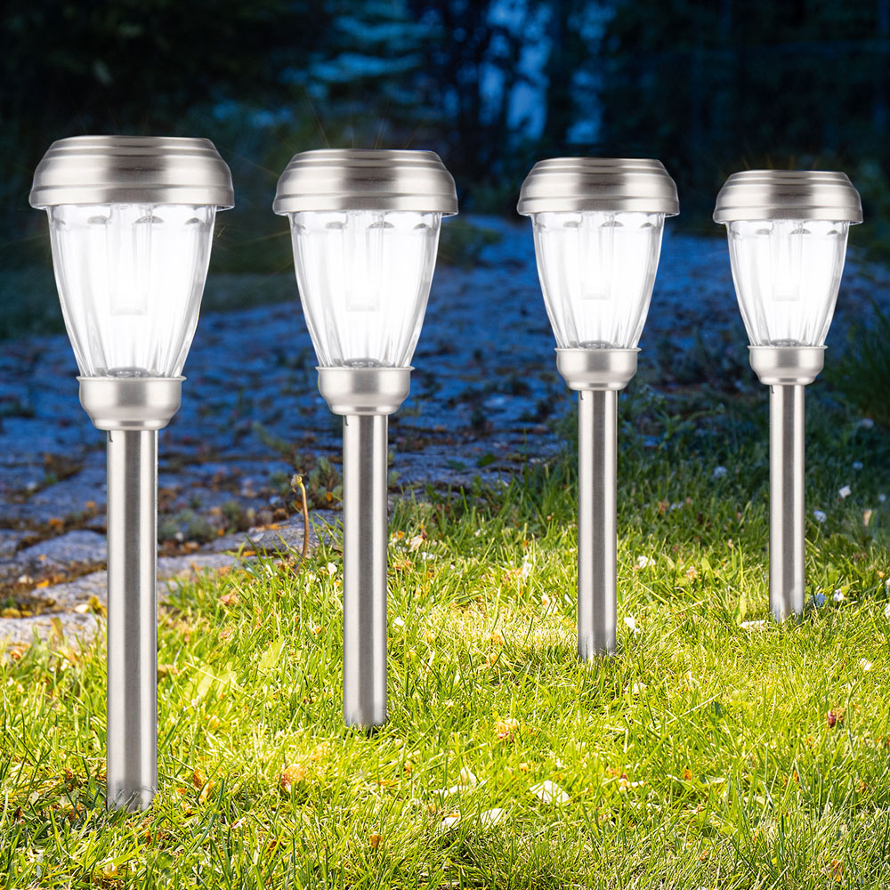 EZSolar Edelstahl-Solarleuchte - 4er Set