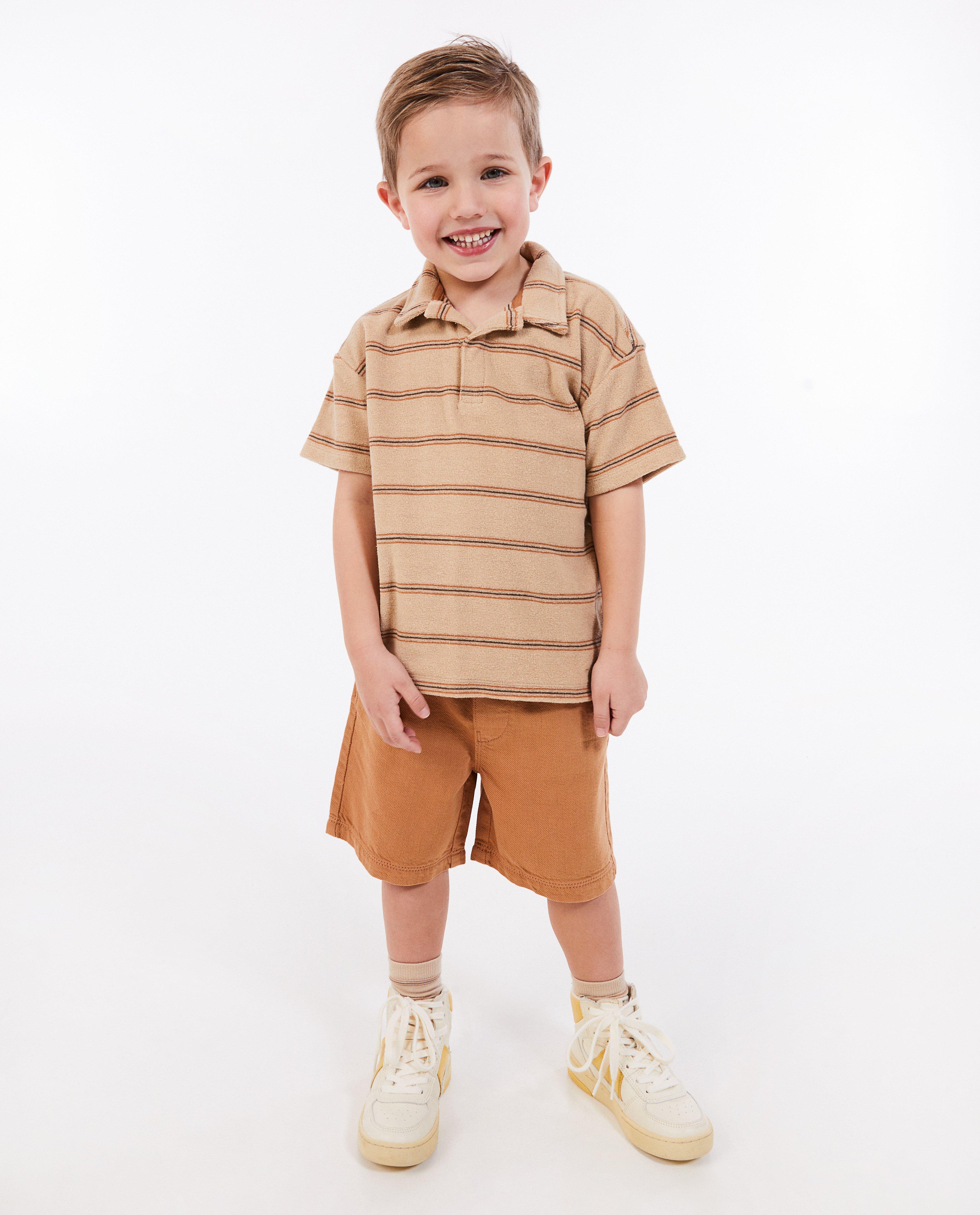 Tricou polo Samson maro deschis din țesătură terry