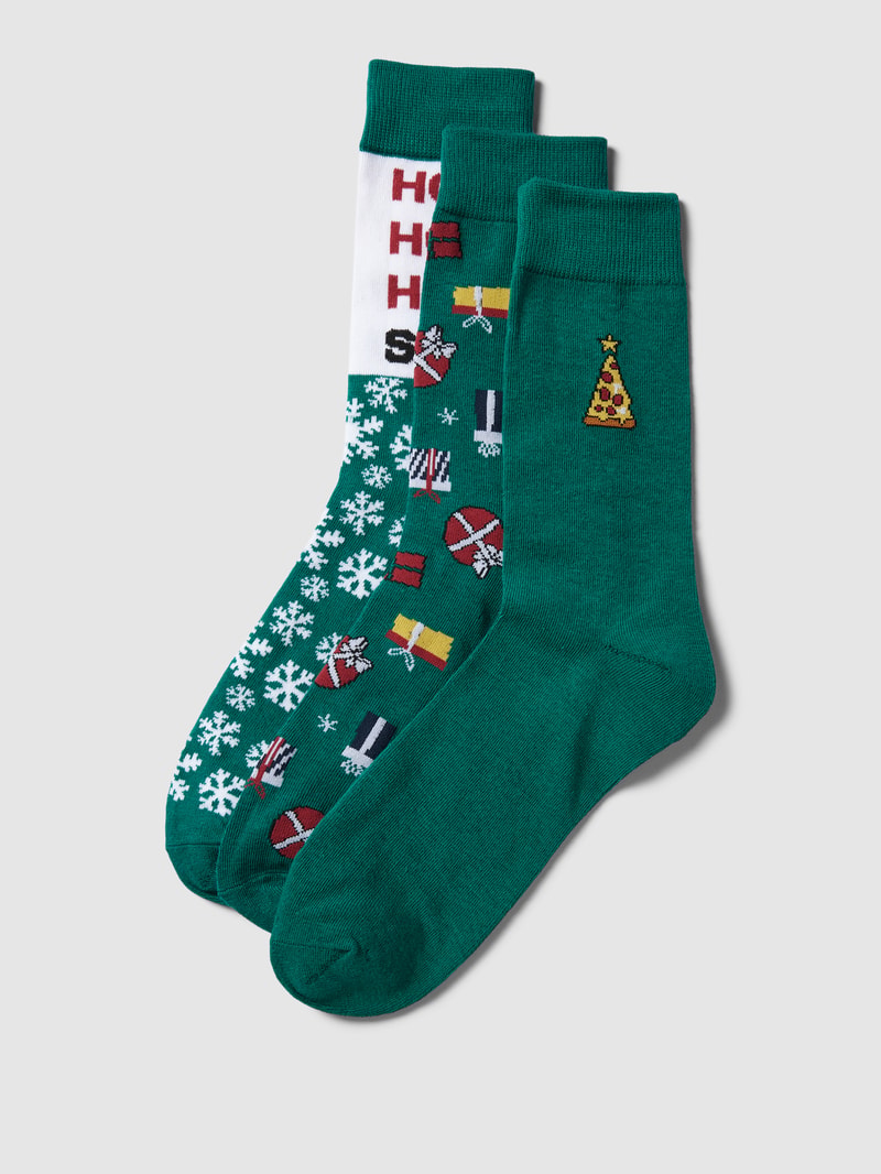 Socken mit Motiv-Prints im 3er-Pack in grün