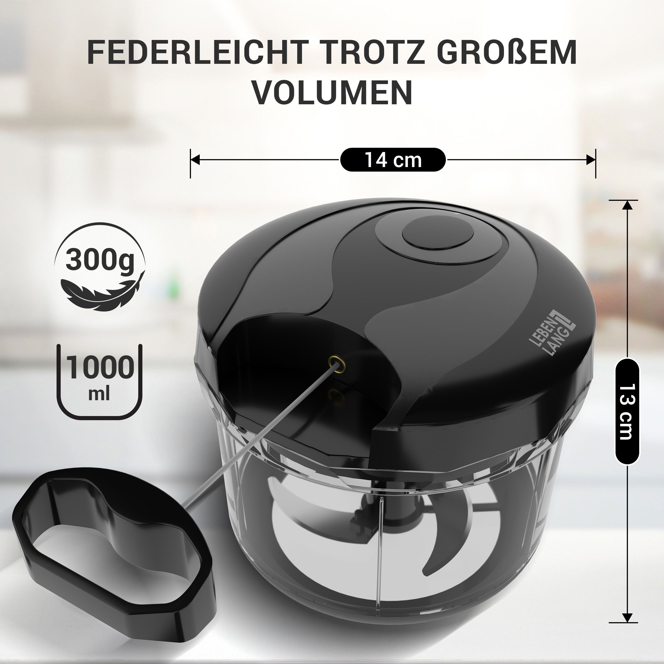 Lebenlang Zerkleinerer Multizerkleinerer Gemüse & Zwiebelschneider manuell -Obst Zerkleinerer, inkl. Schneebesen für Saucen & Rührei nie wieder Augentränen