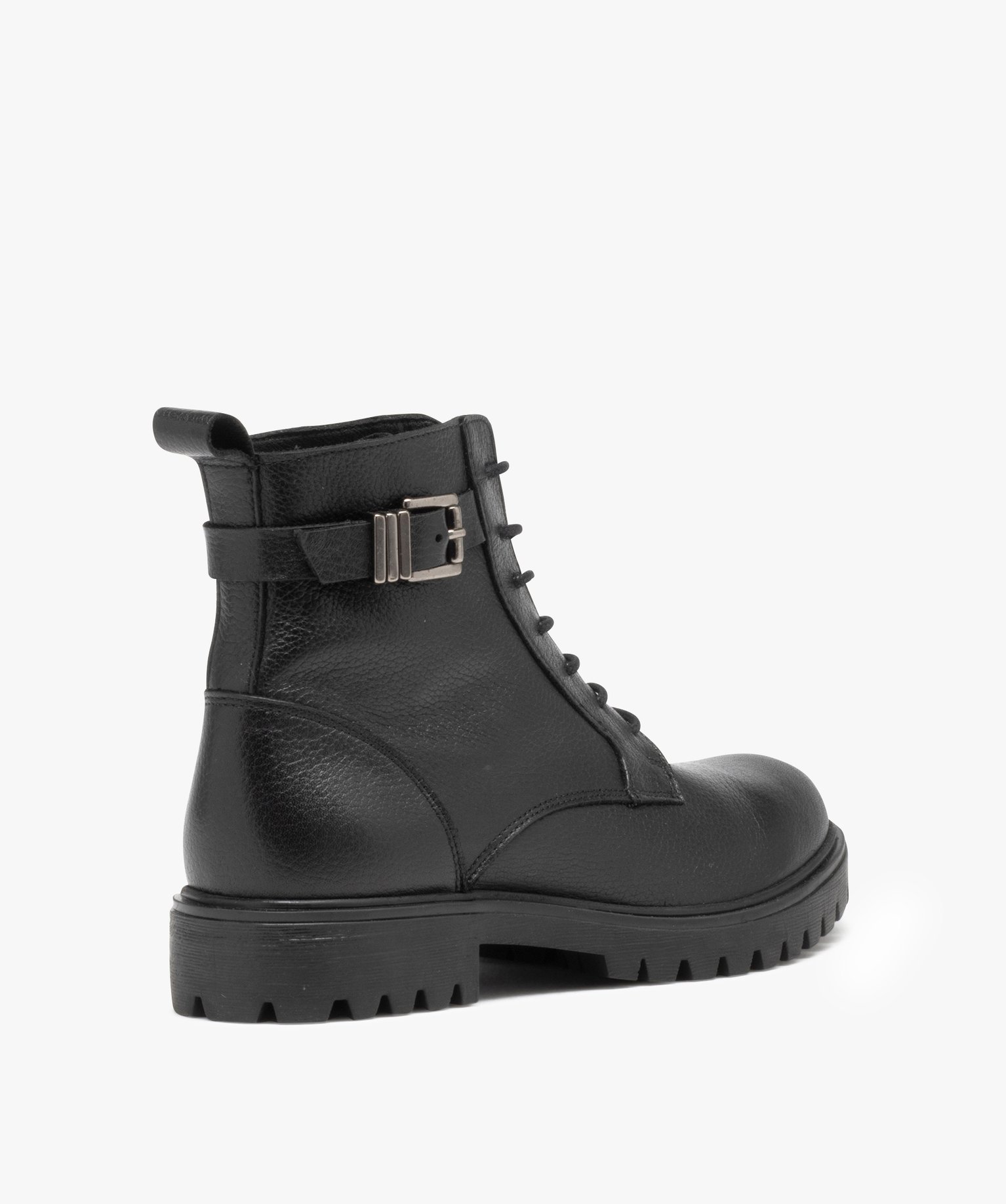 Boots femme en cuir uni et souple à lacets - Taneo noir | GEMO