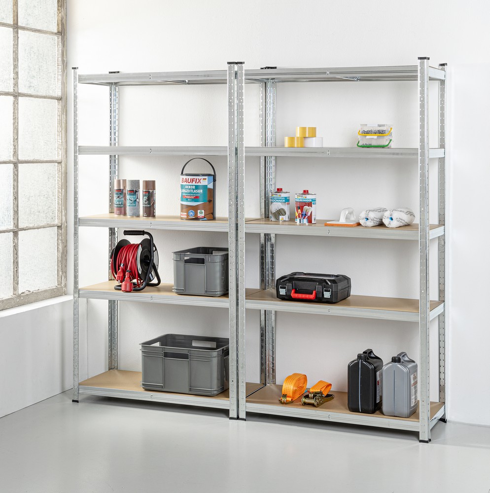 Kraft Werkzeuge Schwerlastregal 5-stufig 2er-Set je ca. 180 x 90 x 40 cm