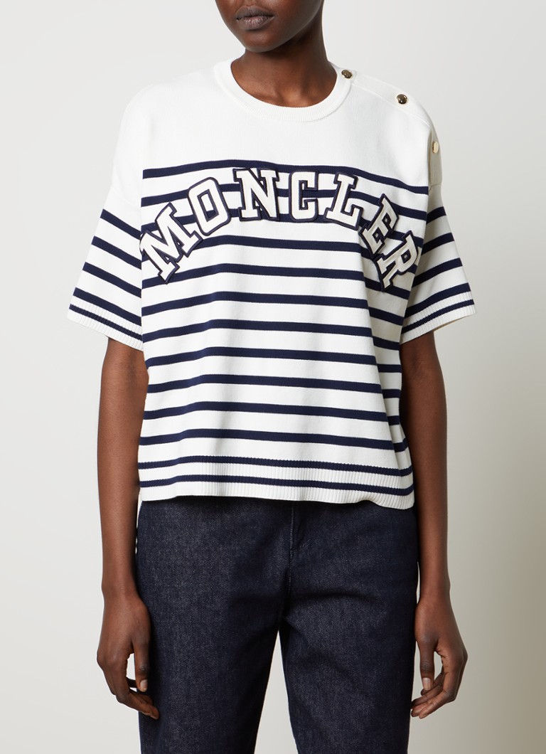 Moncler Fine knit top with logo and decorative buttons
