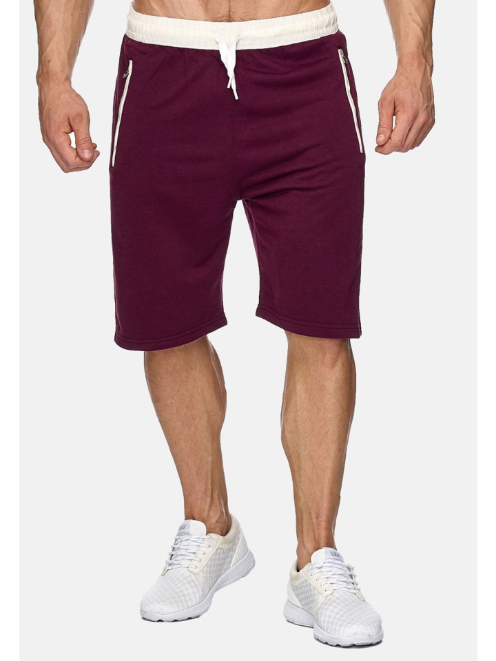 EGOMAXX Sweat Shorts Kurze Jogging Hose Bermuda Sporthose H1927 in Rot günstig kaufen