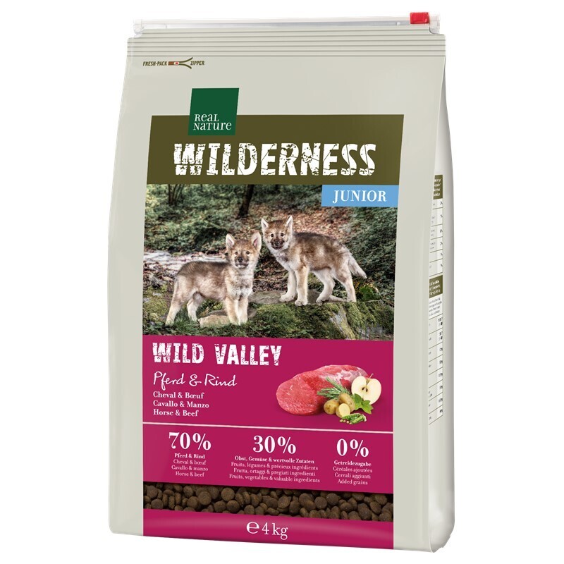REAL NATURE Hundetrockenfutter REAL NATURE WILDERNESS Junior Wild Valley Pferd & Rind 4 kg