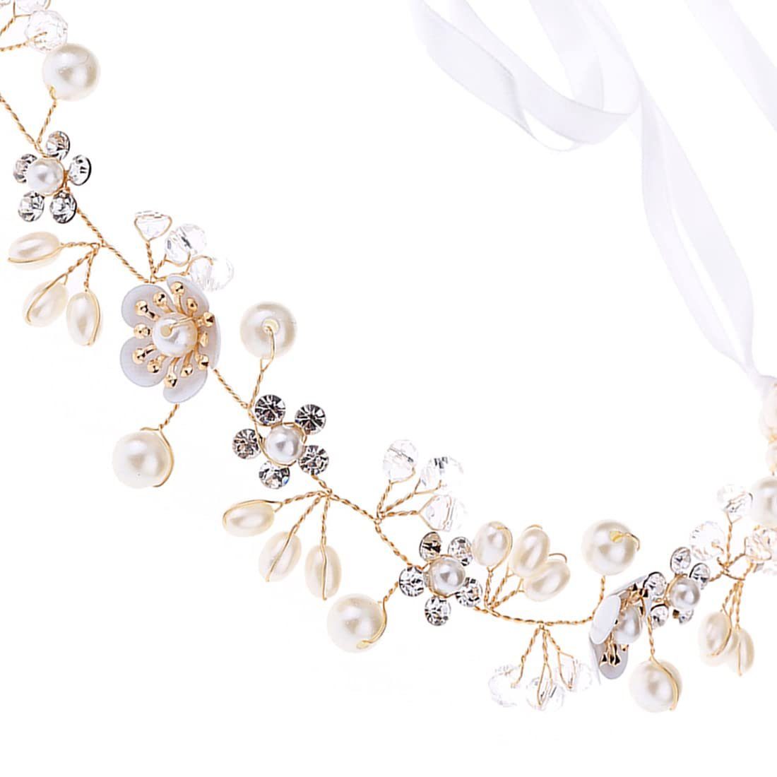 COUNJOYING Haarband Braut Haarband Silber Kristall Braut Hochzeit Accessoires Party Gold, 1-tlg.
