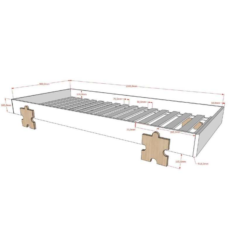 Lit empilable 90x200cm Modulo puzzle blanc