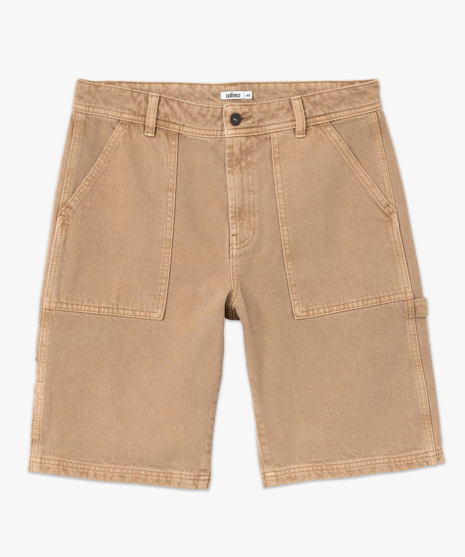 Bermuda homme style charpentier à grandes poches plaquées beige clair | GEMO