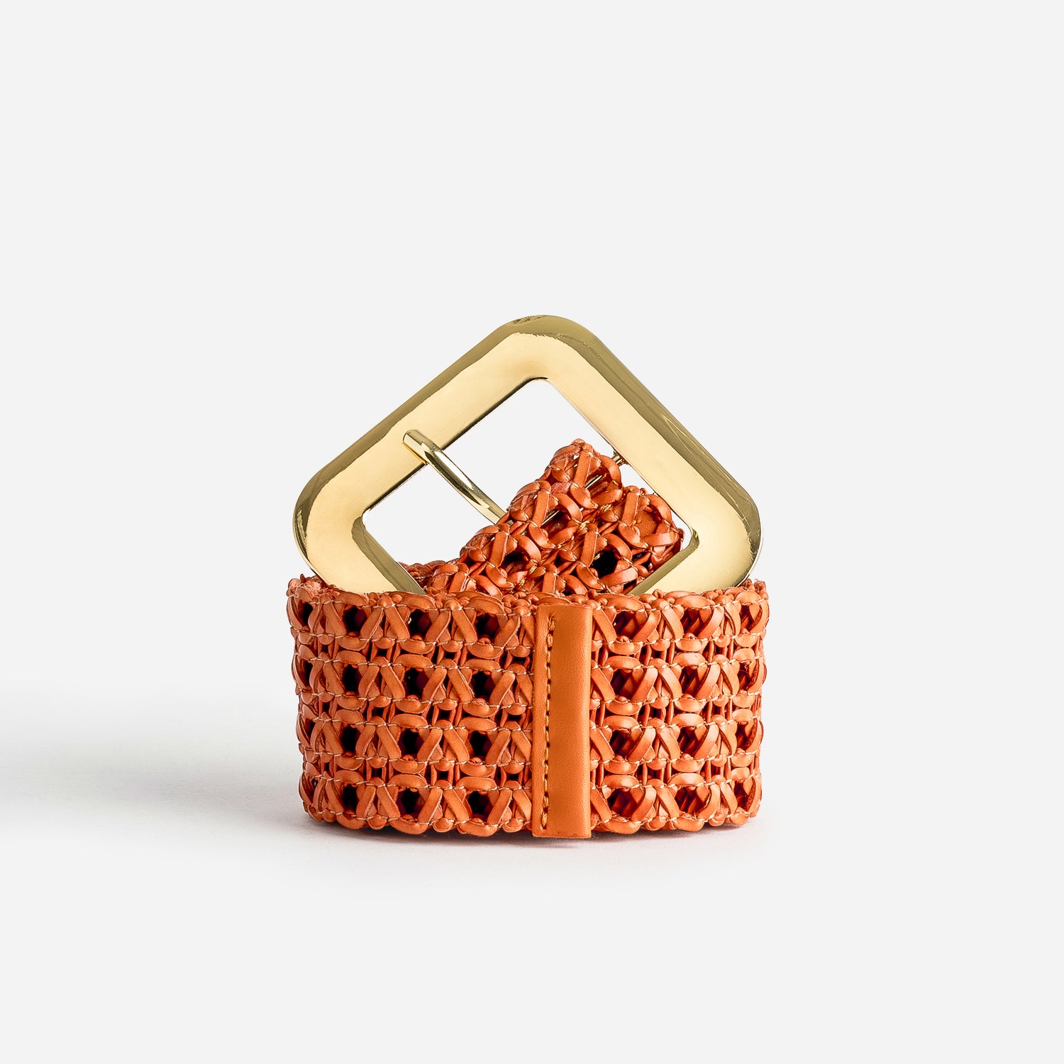 Ceinture large orange tressée