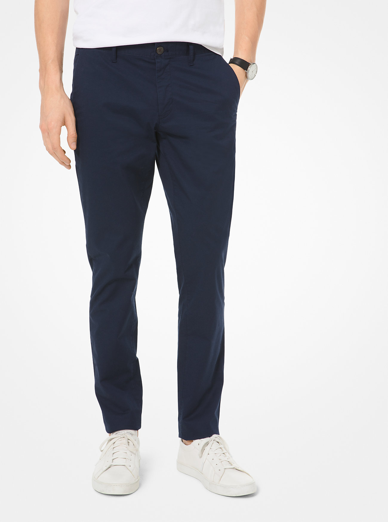 Skinny-fit chinobukser i stretchbomull – MIDNIGHT