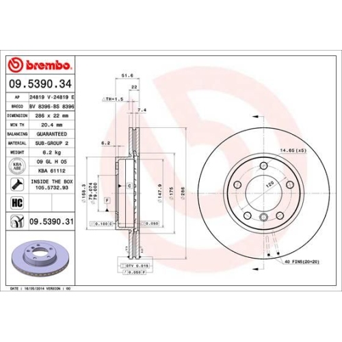 09.5390.31 BREMSSCHEIBE BREMBO VA  VP2 - ATU