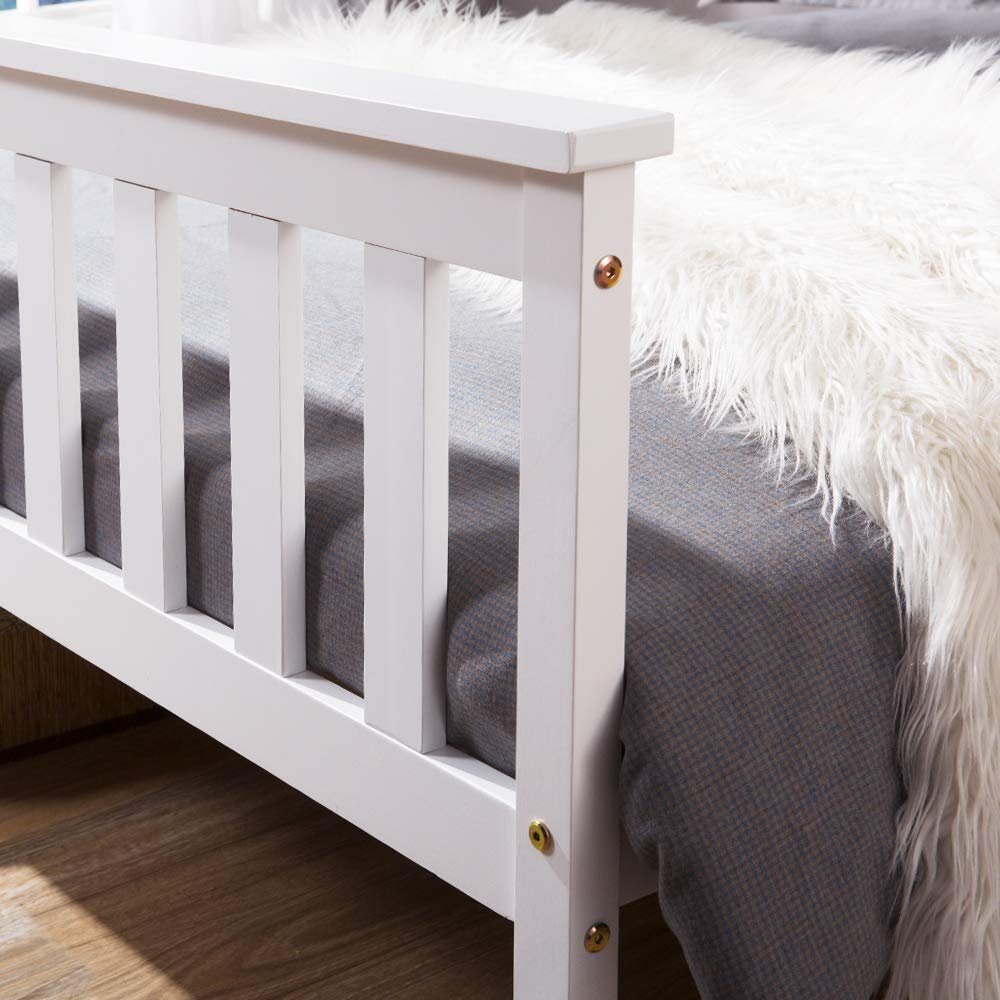 Merax Massivholzbett (Packung), Doppelbett 140x200 cm, Ehebett Bettgestell mit Lattenrost und Kopfteil