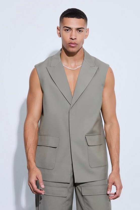 Ärmelloser Oversize Cargo-Blazer