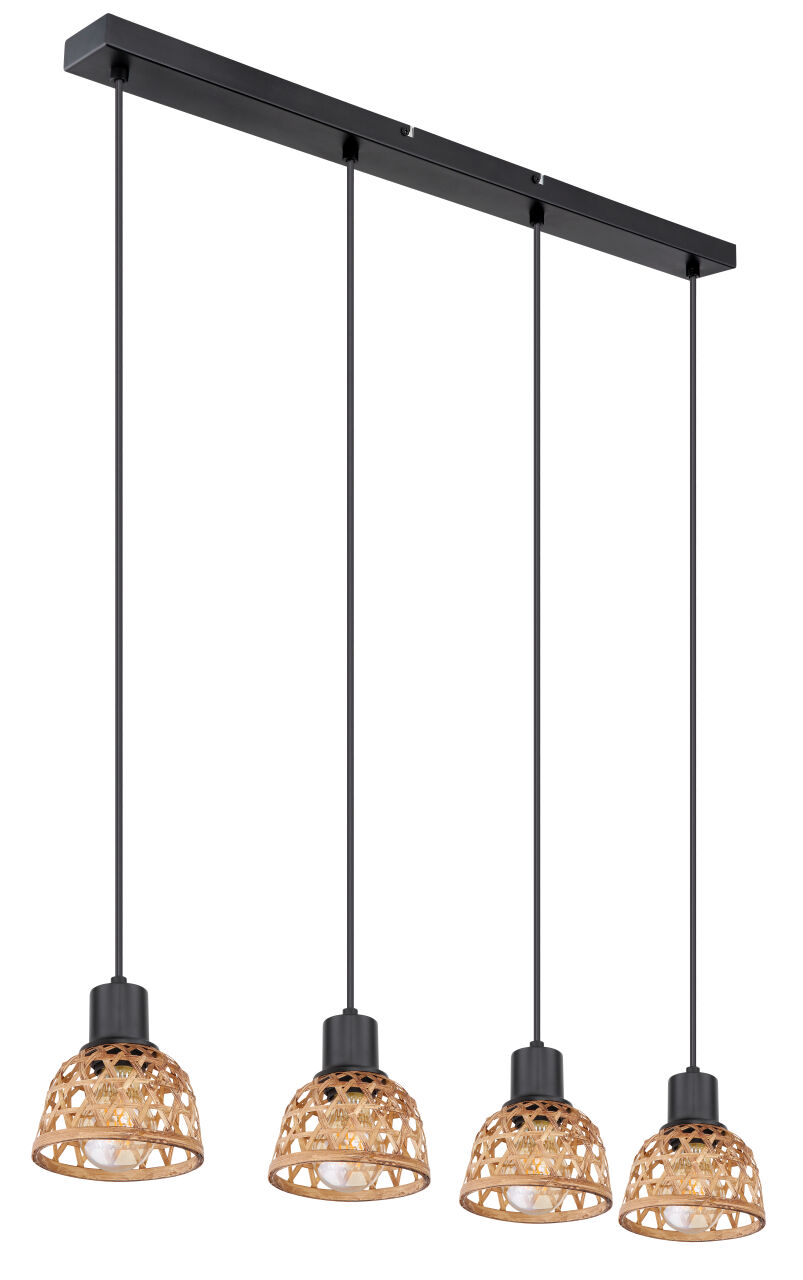 Globo Lighting - WENNA - Hängeleuchte Metall schwarz matt, 4x E27 LED