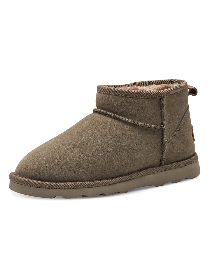 s.Oliver Leder-Ankle-Boots in Khaki günstig kaufen