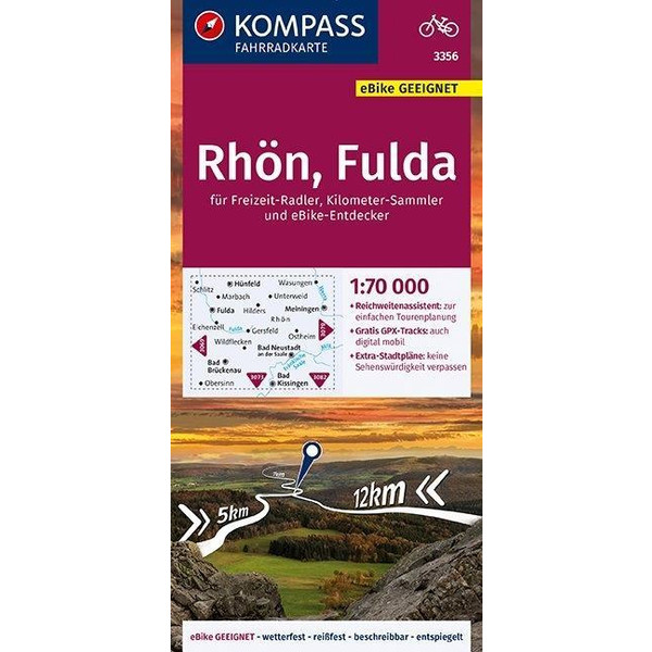 KOMPASS Fahrradkarte Rhön, Fulda 1:70.000, FK 3356 - Fahrradkarte