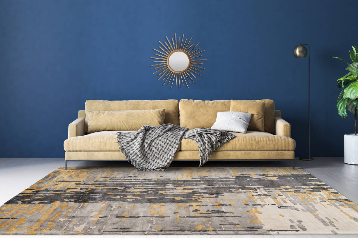 Padiro Teppich Grau / Blau / Gold 80cm x 150cm