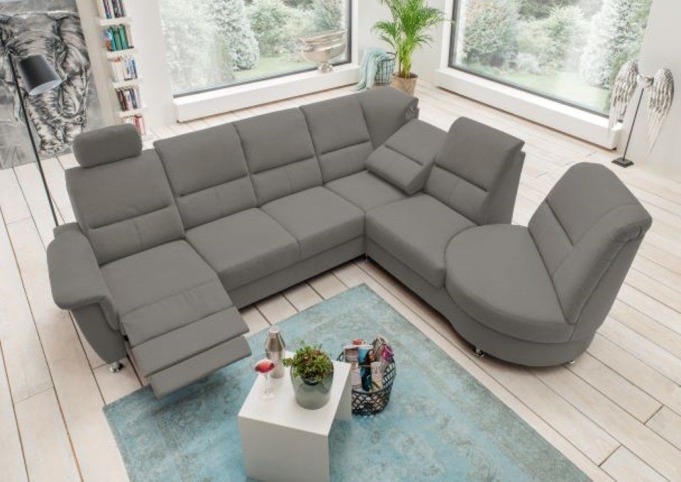 Myhomelando Ecksofa Paris II, mit Relaxfunktion, USB Anschluss, Kopfstütze, Drehsessel