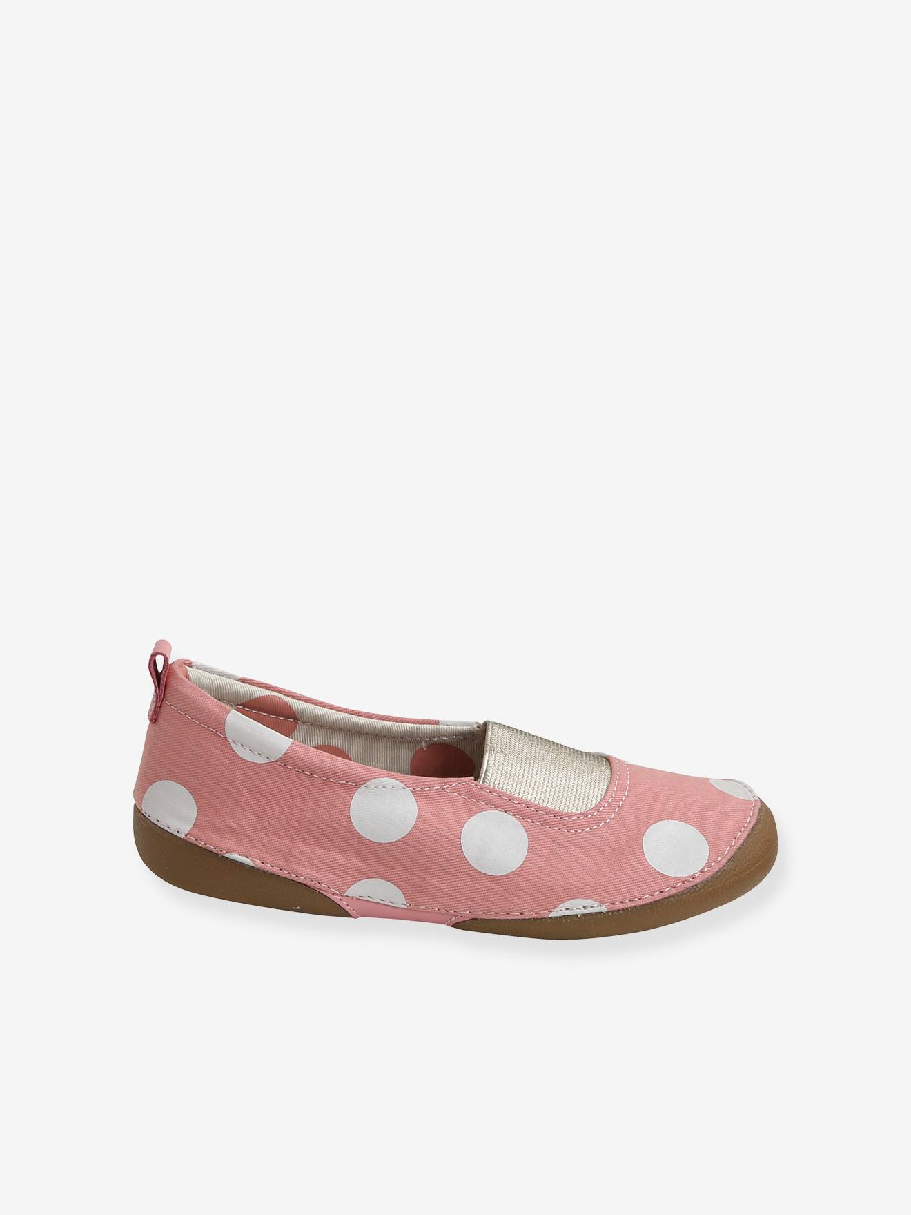 Chaussons élastiqués fille en toile rose