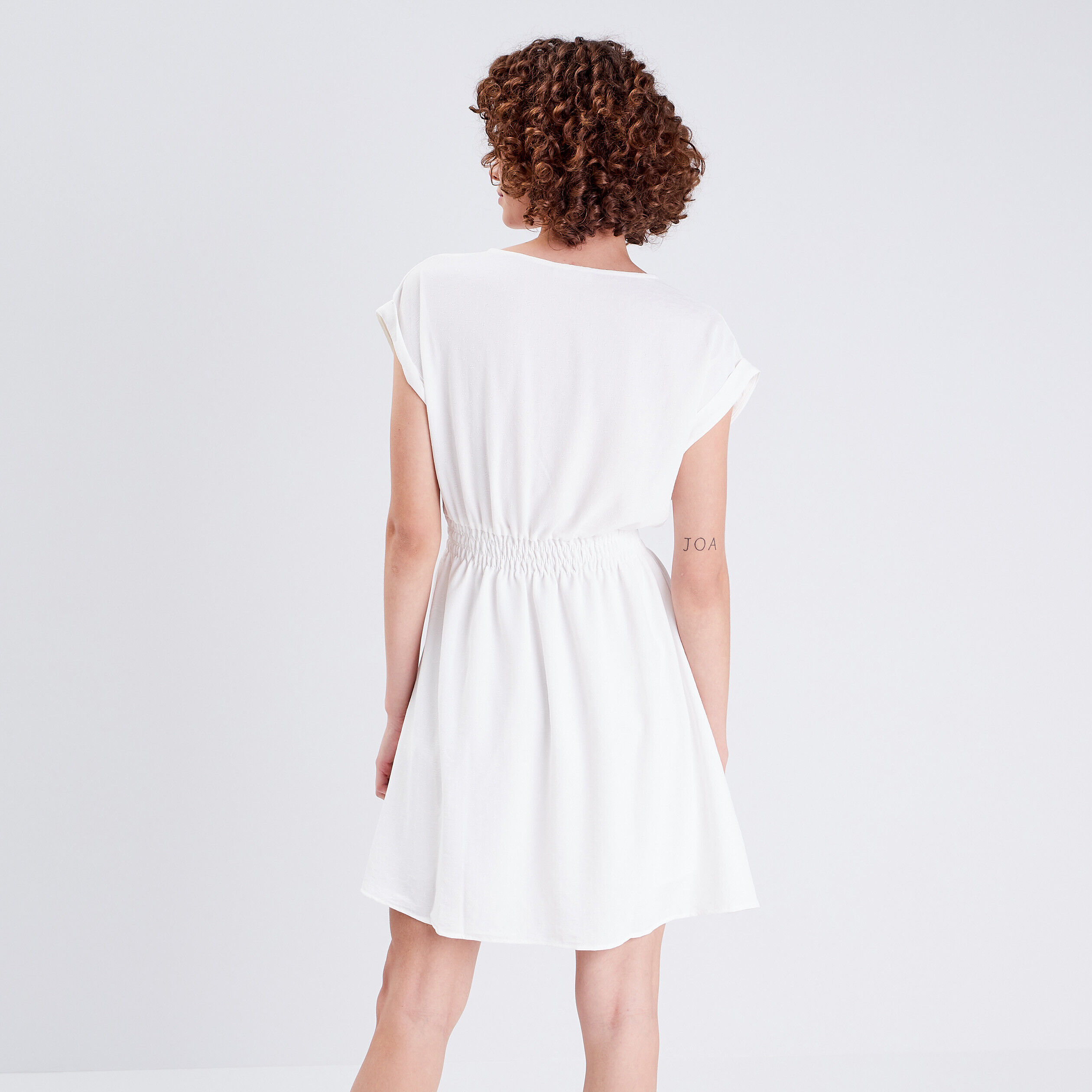 Robe évasée manches courtes ecru femme | Cache Cache