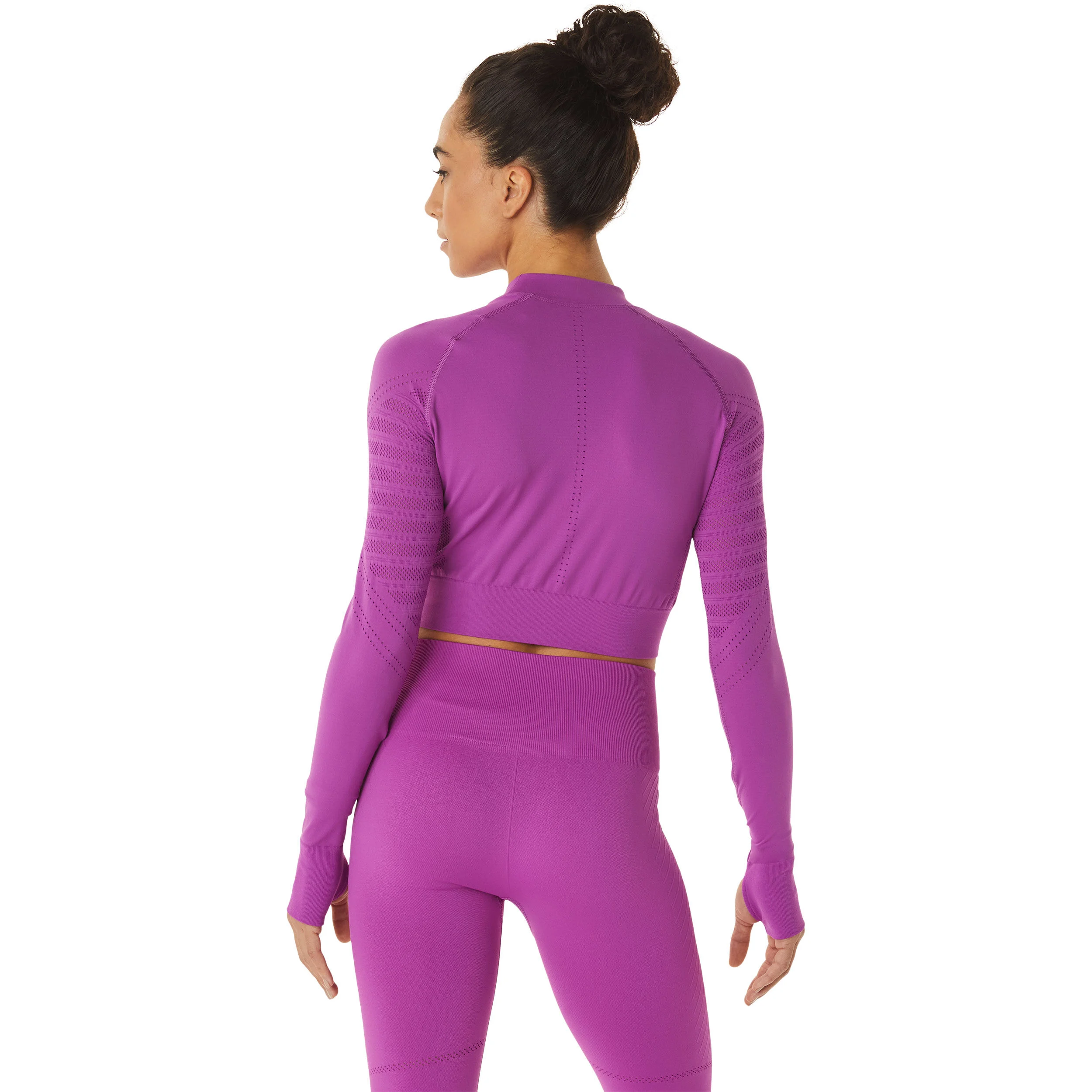 Seamless Crop Top Longsleeve Damen - Lila