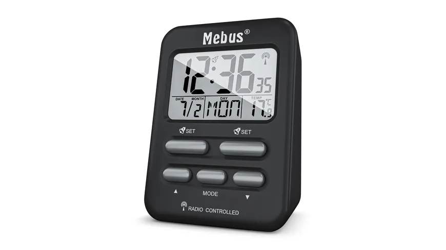 Mebus Funkwecker digital Schwarz