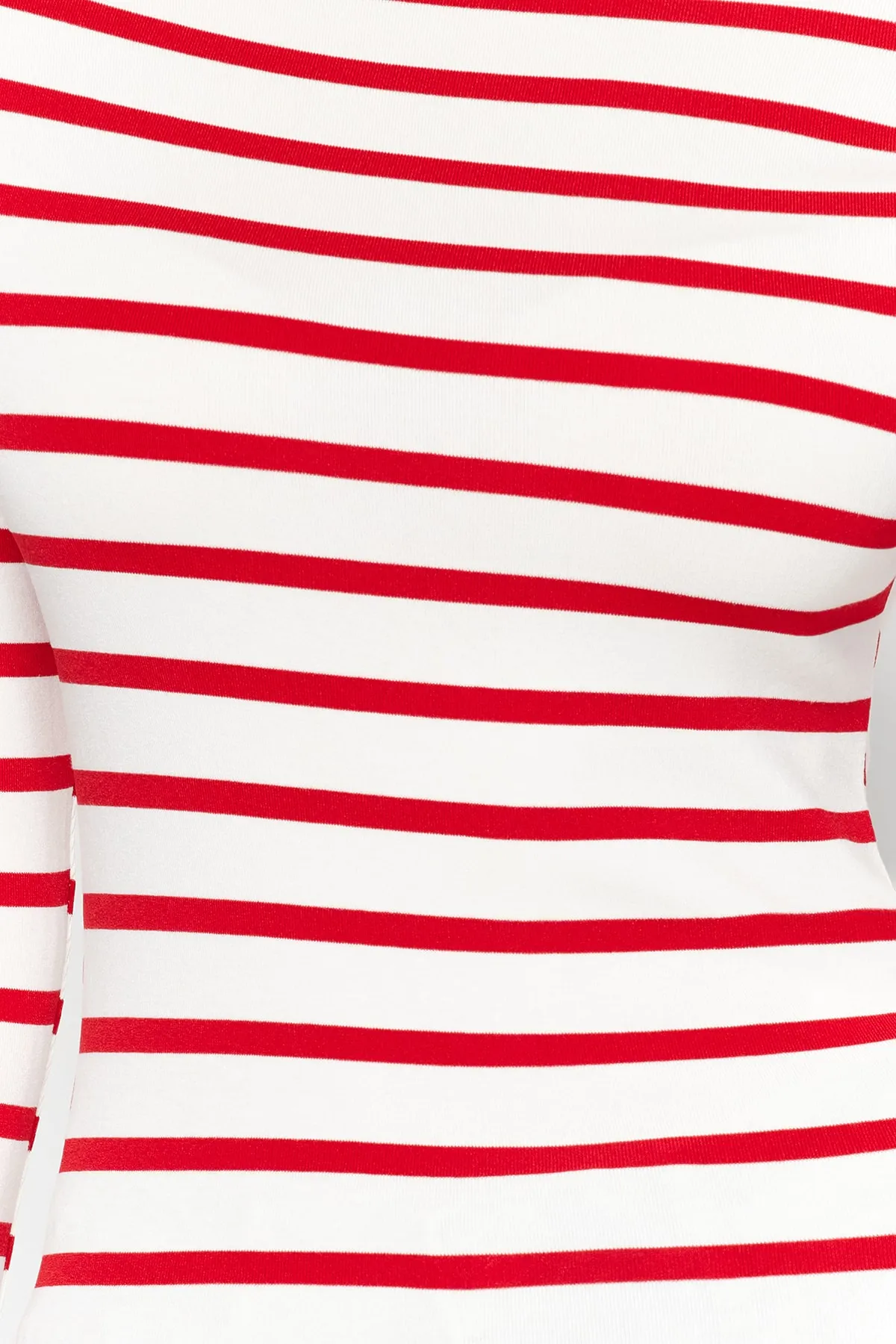 Trendyol Collection  Rot gestreifte, taillierte Strickbluse aus hochwertigem, weichem Stoff mit U-Boot-Ausschnitt TWOAW24BZ00227
