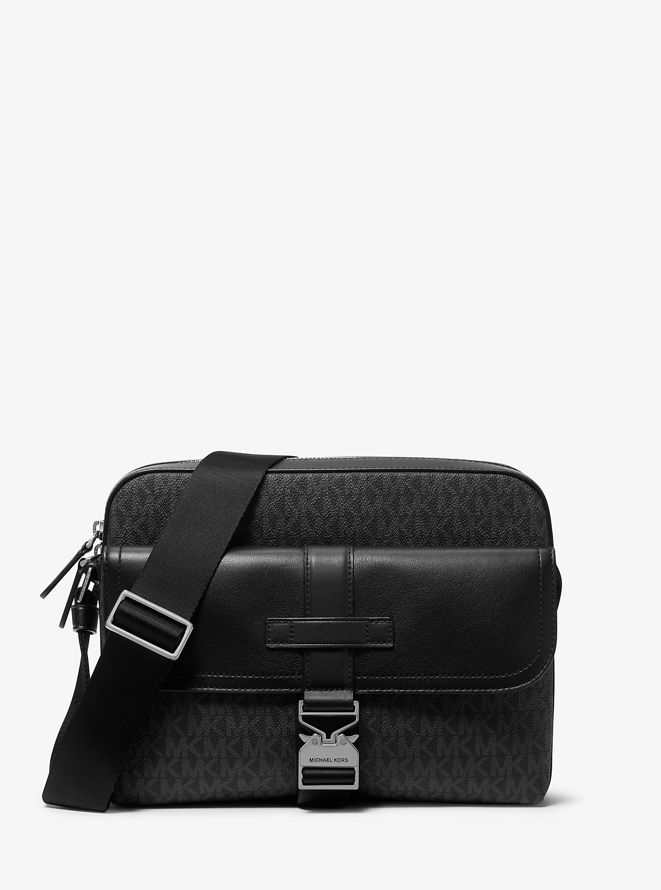 Borsa per fotocamera Hudson Signature Logo in pelle - NERA