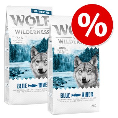 2 x 12 kg Wolf of Wilderness Trockenfutter - getreidefrei - mit Freiland-Fleisch