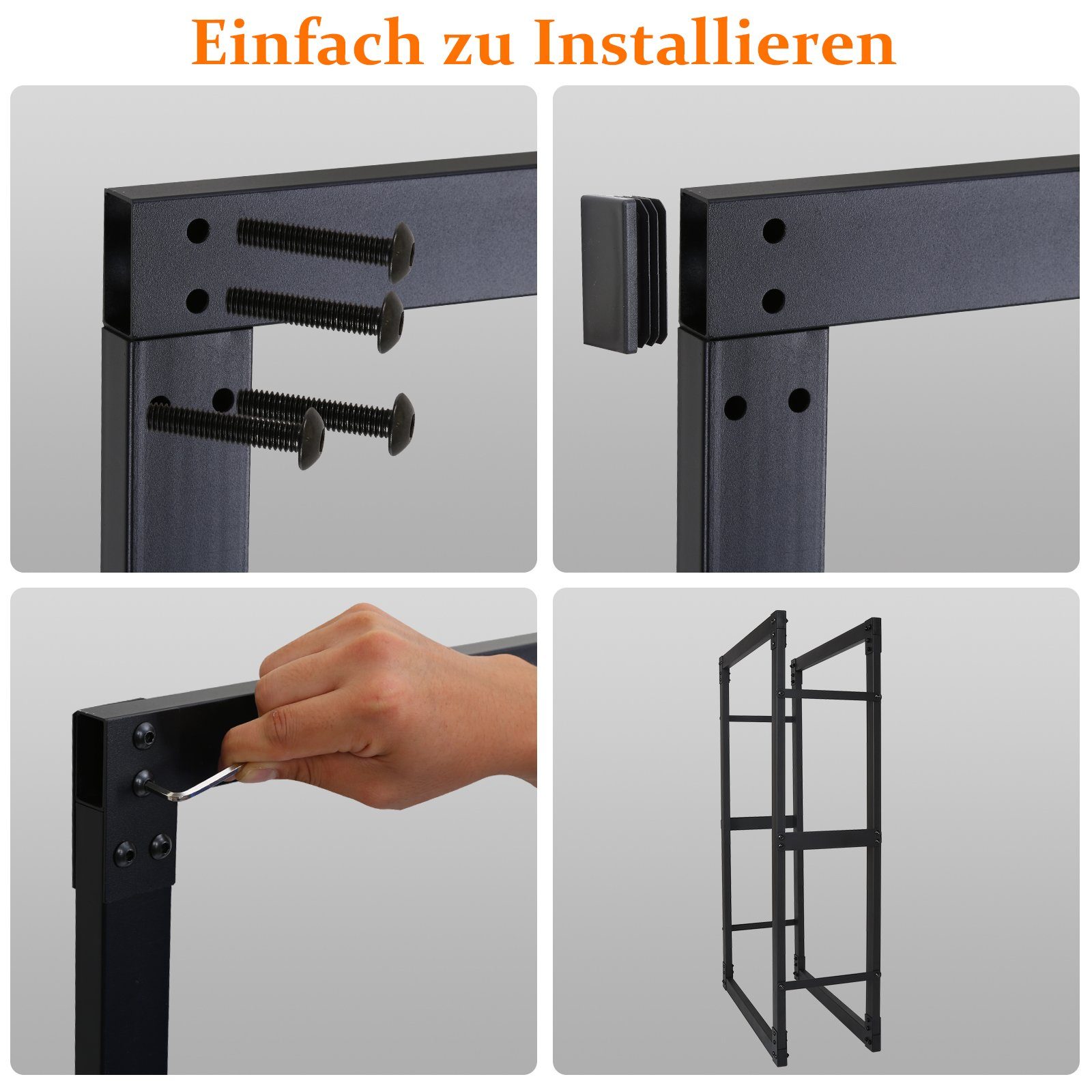 Yakimz Kaminholzregal Kaminholzregal Erhältlich in 8 Größen, Holzregal, Holzvorrat schwarz, BxTxH:60x25x100 cm