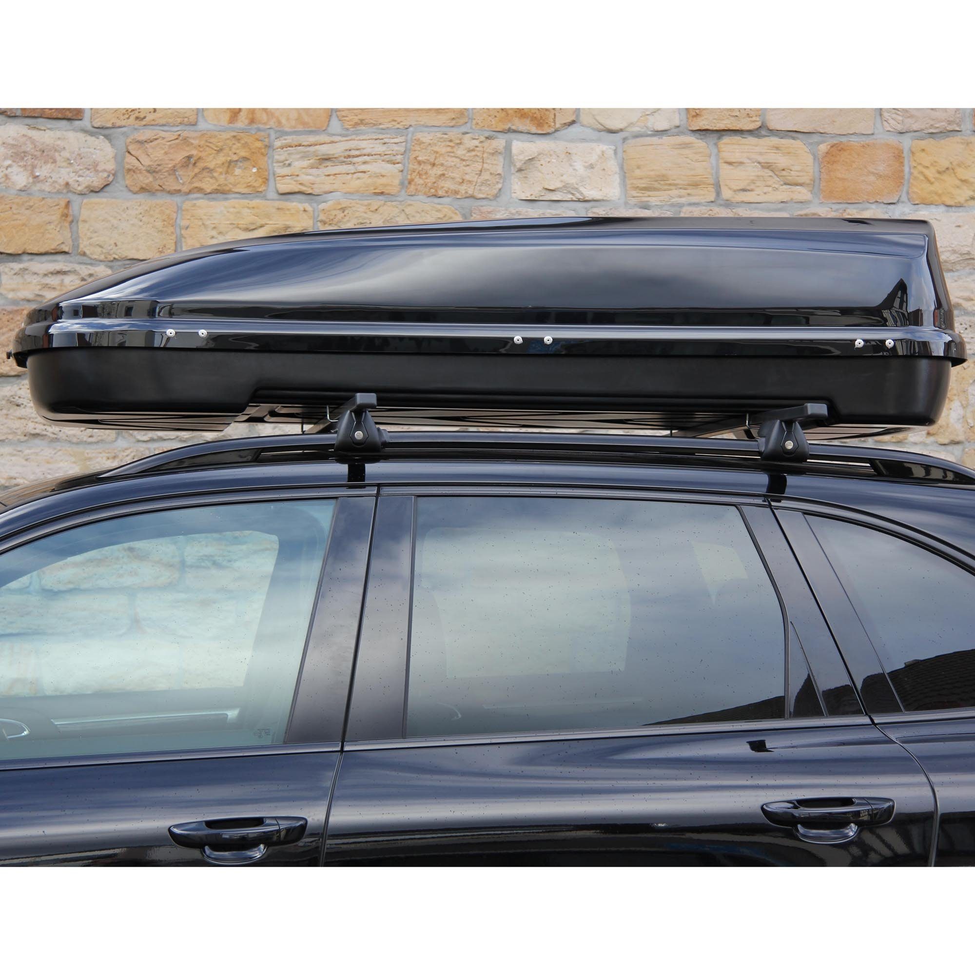 VDP Dachbox, Skibox Dachbox Dachkoffer für Auto Koffer Skikoffer abschließbar VDP-FL580 schwarz glänzend 580 Liter