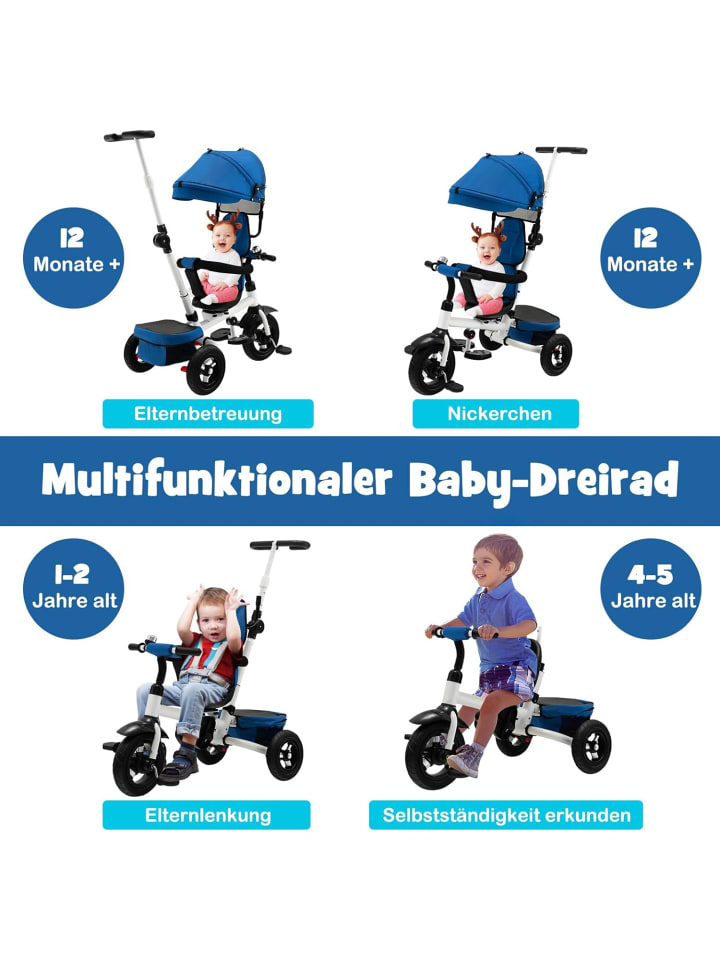 COSTWAY Dreirad 4 in 1 ab 1 Jahr in Blau günstig kaufen onesize