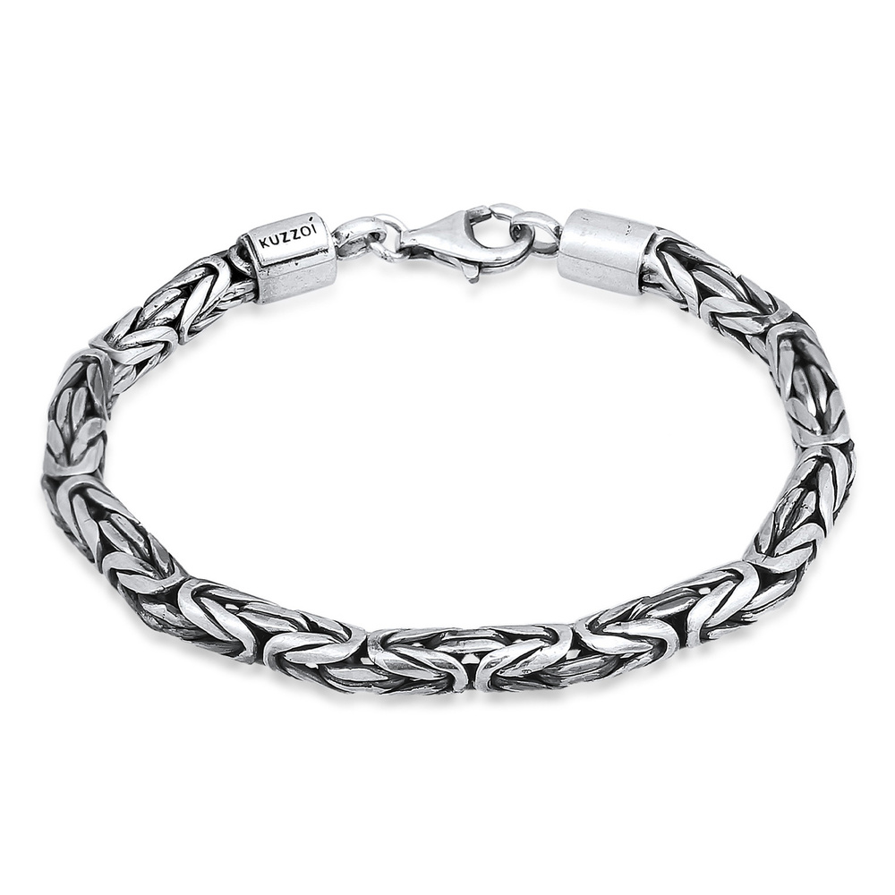 KUZZOI KUZZOI Bracelet Hommes Rond maillons tendance en argent sterling 925 Bracelet