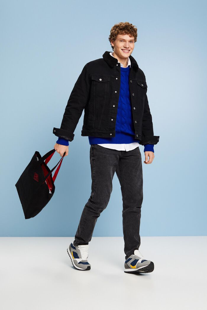 Jeansjacke mit Teddyfell