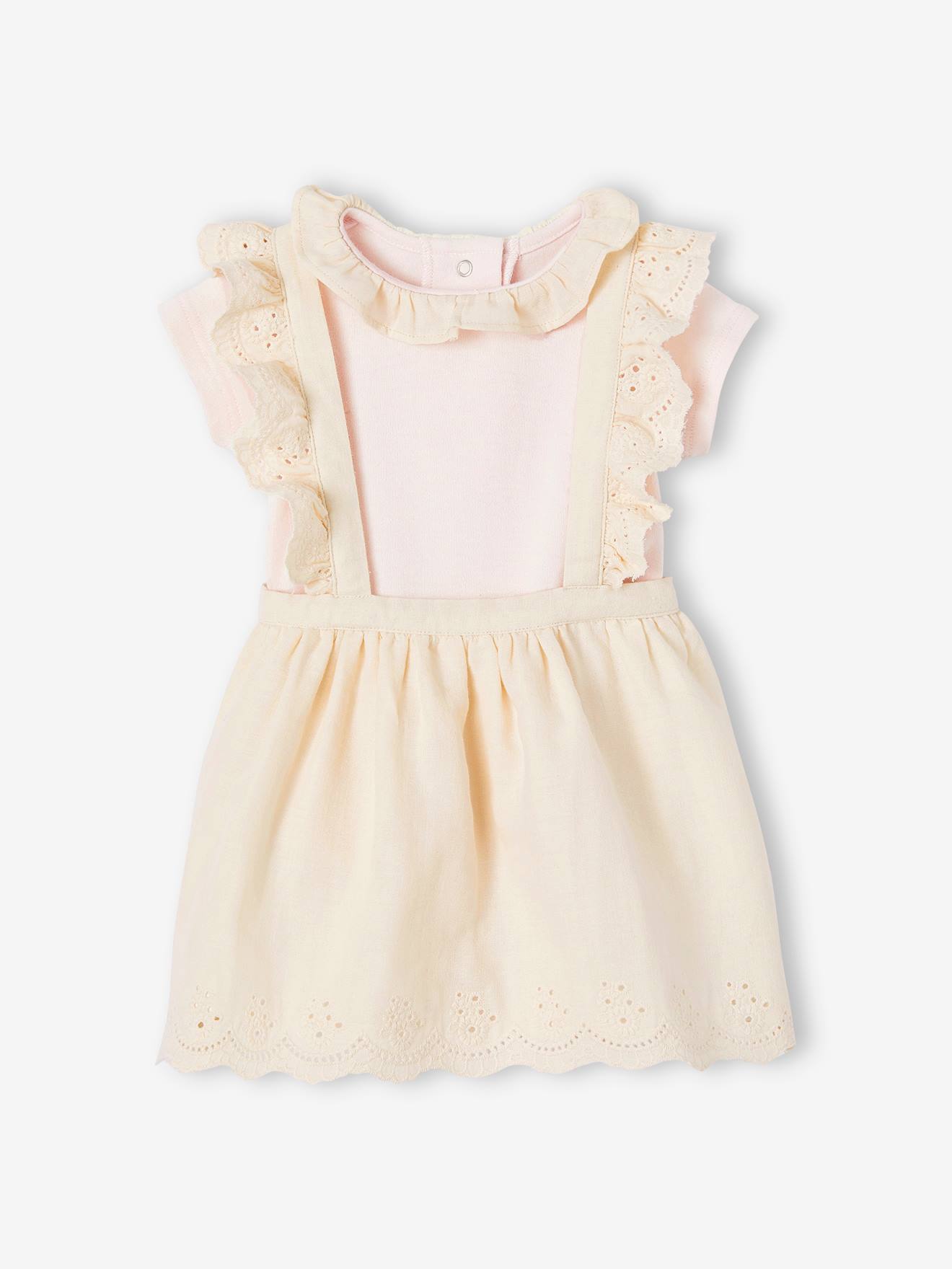 Ensemble bébé robe et son body écru